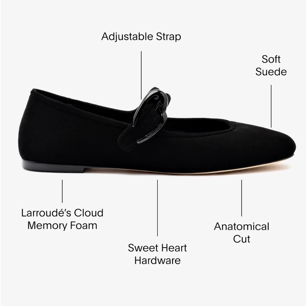 Larroude Verona Suede leather Mary Jane Flats - Picture 7 of 12